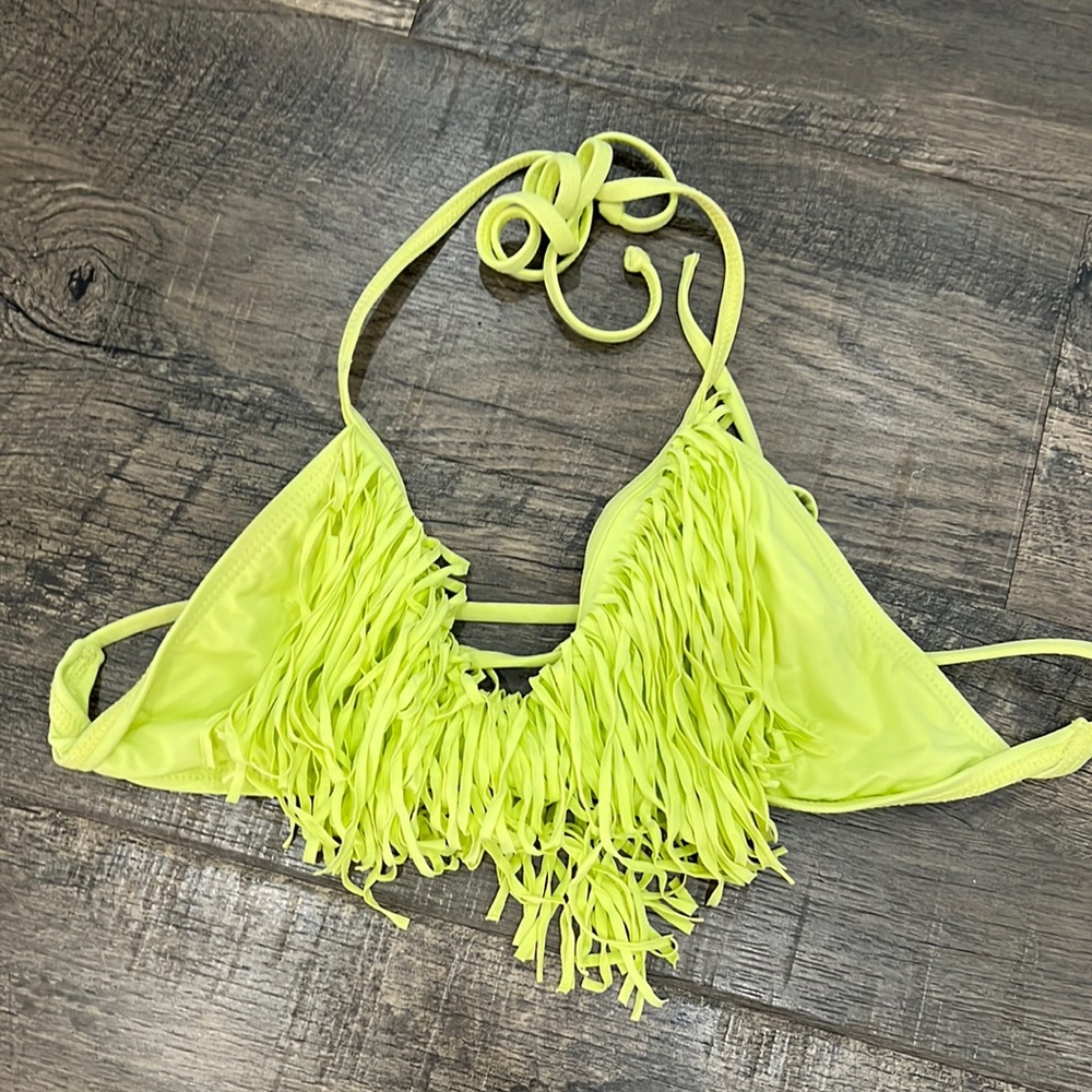 L*Space Fringe Citron Bikini Top Tie String - image 1